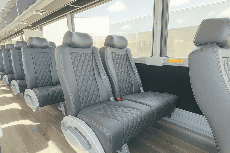 interior of Bus Rental Company Honolulu charter bus